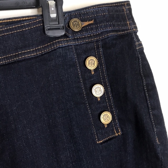 Talbots dark wash denim Capri jeans with button details along sides size 18 WP - Picture 4 of 11